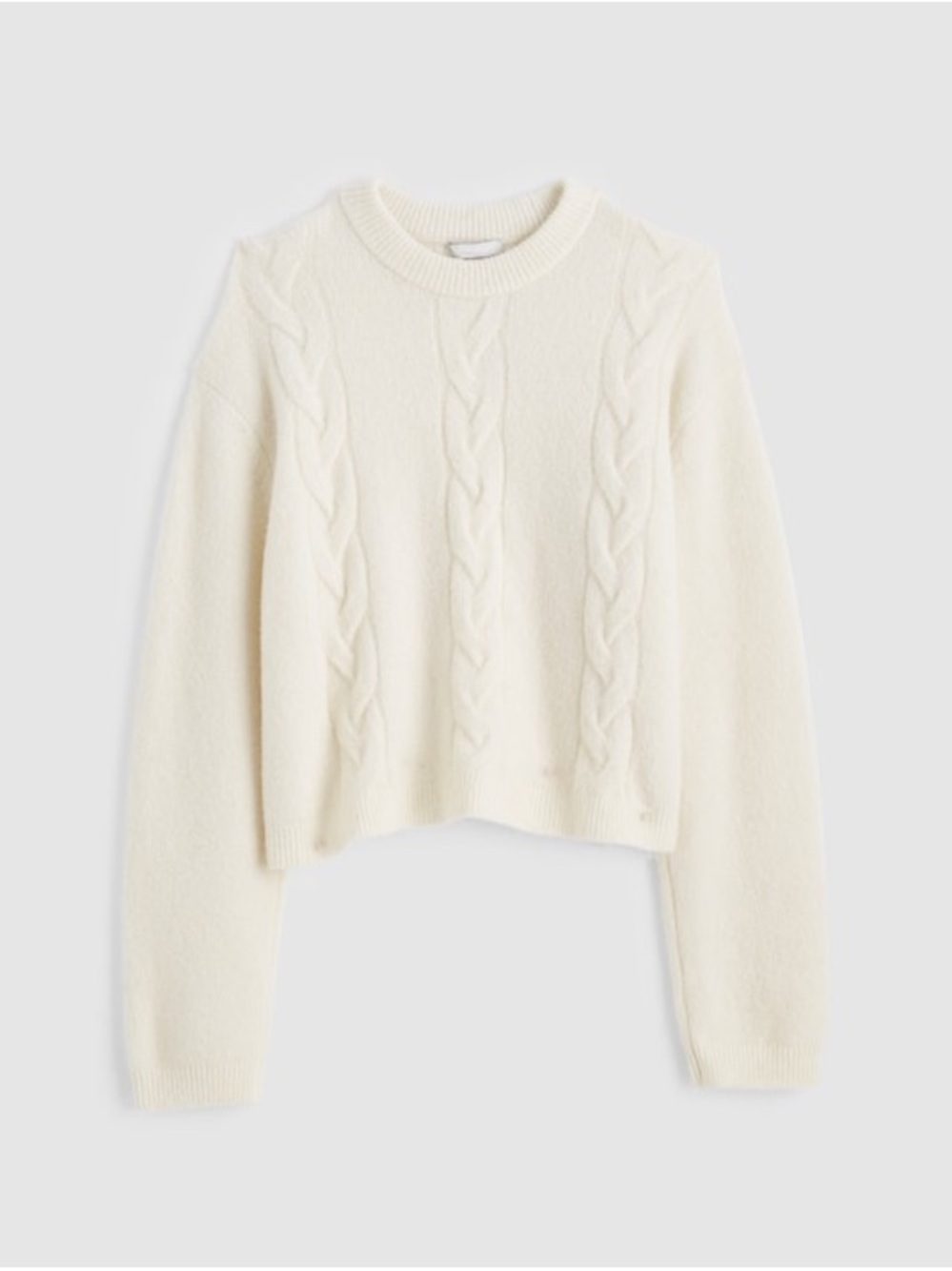 Madewell Cream Cable-Knit Crewneck Sweater